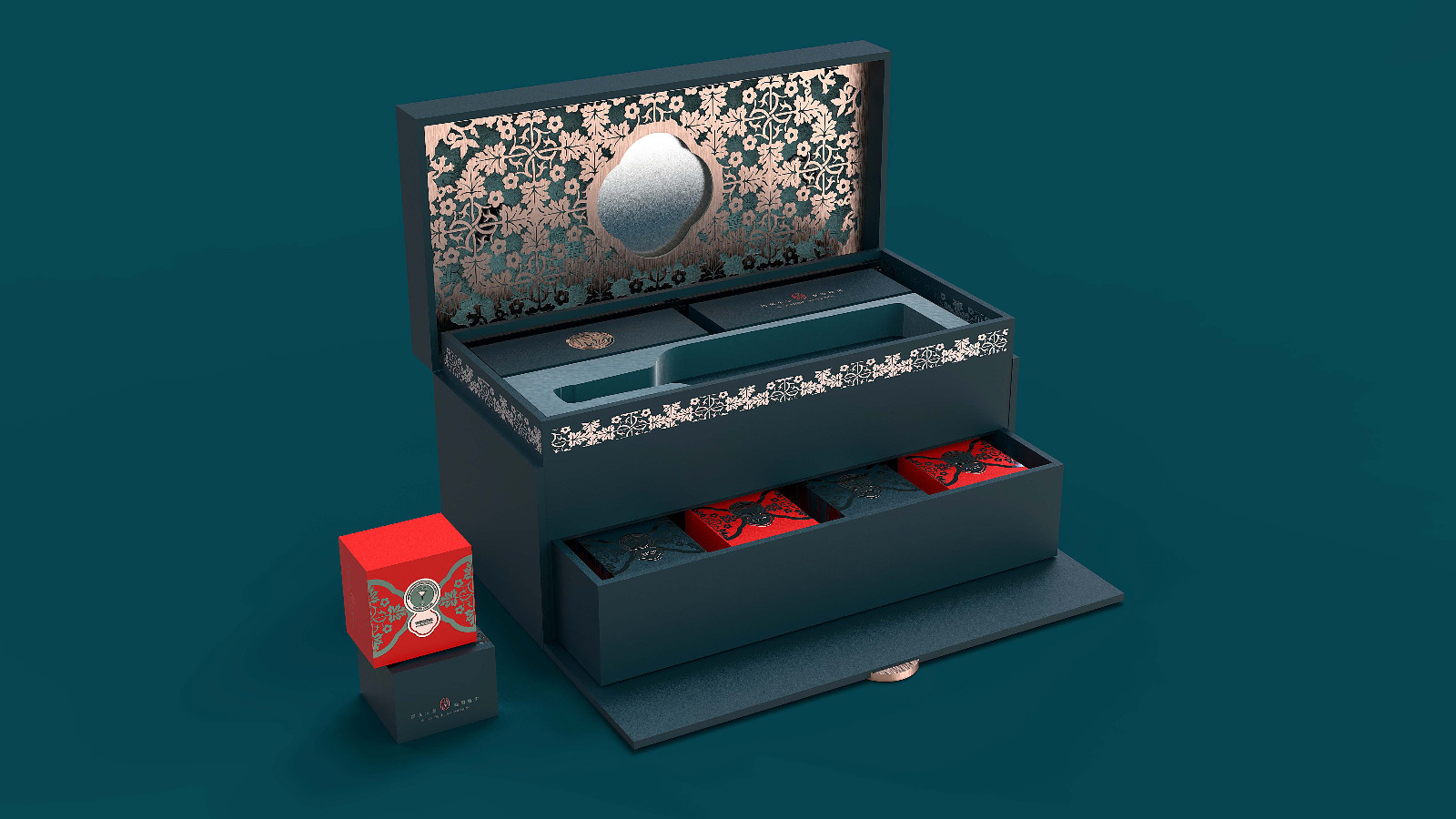 红酒+月饼礼盒包装设计